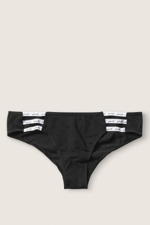 Victoria's Secret Bandjes Kanten Logo Cheeky Knickers Zwart | 73452-ASTF