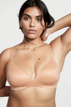 Victoria's Secret Bare Smooth Lightly Gevoerde Plunge Non Wired Bra Champagne Nude | 78905-WEMU