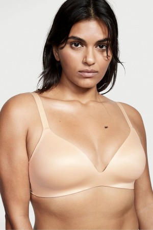 Victoria's Secret Bare Smooth Lightly Gevoerde Plunge Non Wired Bra Champagne Nude | 73190-VYOZ