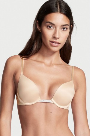 Victoria's Secret Bare Smooth Plunge Shine Multiway Bra Marzipan Nude | 25479-STOZ