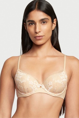 Victoria's Secret Body by Victoria Front Bevestiging Kanten Trim Lightly Gevoerde Demi Bra Champagne Xdye Nude | 36872-MEAP