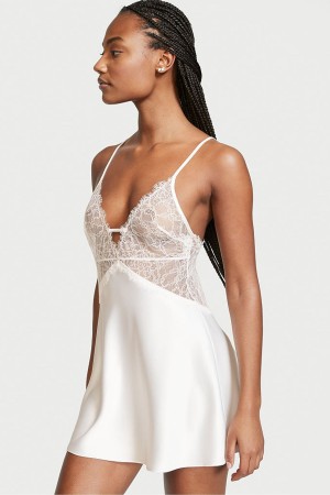 Victoria's Secret Bridal Satin Kanten Slip Wit | 67815-PHBZ