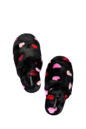 Victoria's Secret Closed Neus Faux Fur Slippers Zwart | 37502-GDKP