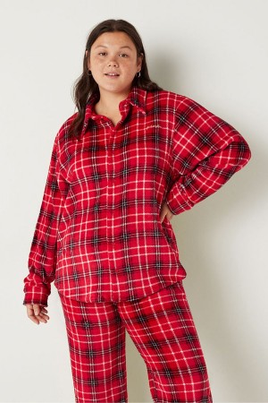 Victoria's Secret Cosy Long Sleeve Pyjama Top Rood | 45702-KSBR