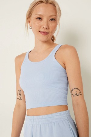 Victoria's Secret Crop Tank Top Blauw | 02157-MQNJ