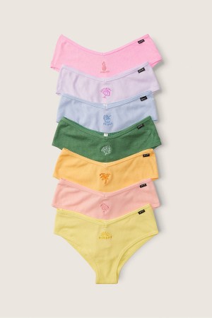 Victoria's Secret Days of the Week Katoenen Cheeky Knickers 7 Pack Pink/Blue/Green/Orange/Yellow | 89107-QKLS