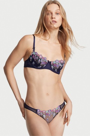 Victoria's Secret Dream Angels Bejeweled Embroidery Cheekini Knickers Donkerblauw Blauw | 50864-JYOV