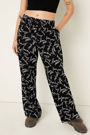 Victoria's Secret Flannel Pyjama Bottoms Zwart | 76319-GXDM