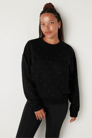 Victoria's Secret Fleece Long Sleeve Sweatshirt Zwart | 10285-JSXB