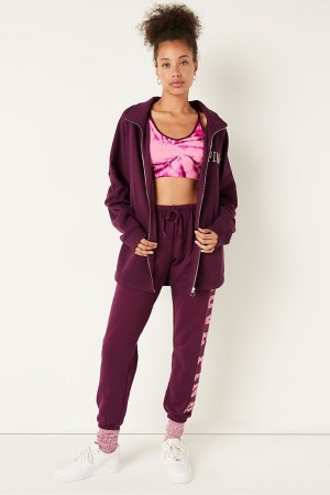 Victoria's Secret Fleece Oversized ZipUp Sweatshirt Bordeaux | 74219-PNJR