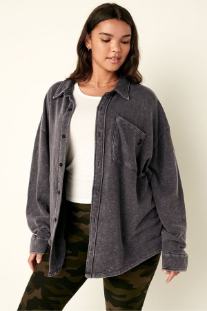 Victoria's Secret Fleece Shirt Jacket Blauw Lichtturkoois | 98135-ZWPG