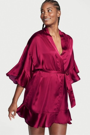 Victoria's Secret Flounce Satin Robe Rood | 51963-PMZQ