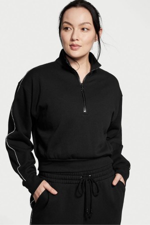 Victoria's Secret Half Zip High Neck Lounge Sweatshirt Zwart | 92438-PFCS