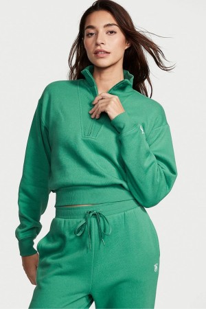 Victoria's Secret Half Zip High Neck Lounge Sweatshirt Groen | 24869-FXBG