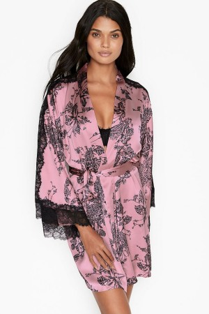 Victoria's Secret Kanten Inset Kimono Robe Zwart | 41532-WJGV