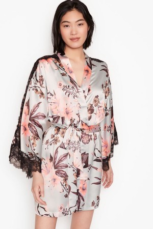 Victoria's Secret Kanten Inset Kimono Robe Zwart | 74205-JKHC