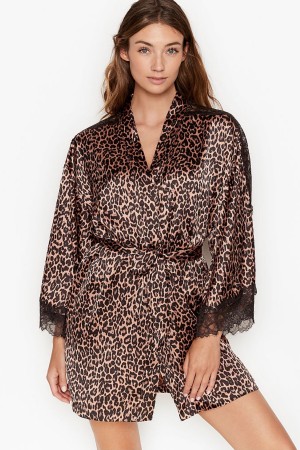 Victoria's Secret Kanten Inset Kimono Robe Zwart | 01692-RYHD