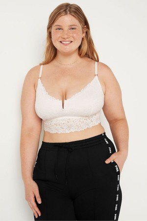 Victoria's Secret Kanten Longline Bralette Wit | 46528-PFEK