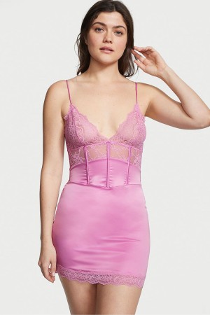 Victoria's Secret Kanten Provocative Slip Jurken Roze | 14078-DNTX