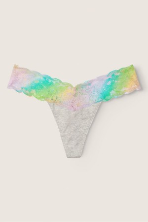 Victoria's Secret Kanten Trim String Knickers Grijs | 35468-SIKP