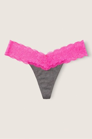 Victoria's Secret Kanten Trim String Knickers Roze | 18504-FWQP