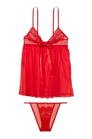 Victoria's Secret Kanten Unlined Non Wired Babydoll Rood | 96824-WXJP