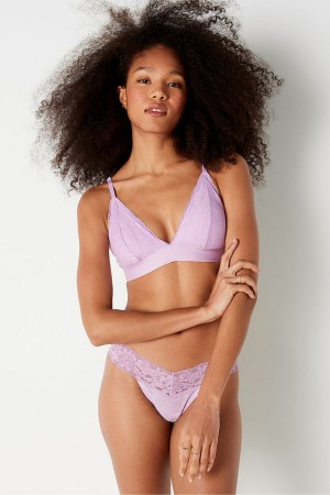 Victoria's Secret Kanten Unlined Triangle Bralette Paars | 06154-XDEK