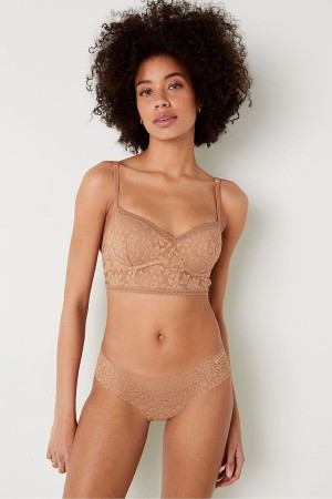 Victoria's Secret Kanten Wired Push Up Bralette Mocha Latte Nude | 17248-CRDZ