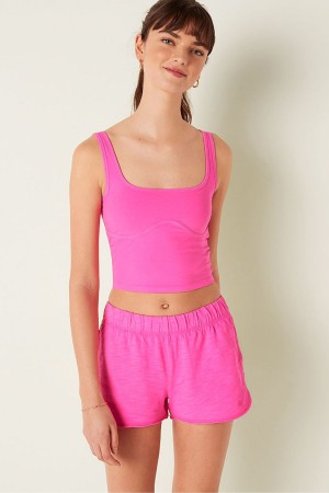 Victoria's Secret Katoenen Contour Crop Top Tank Top Roze | 37182-UTJL