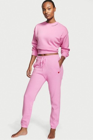 Victoria's Secret Katoenen Fleece Gym Joggers Roze | 07285-EIOY