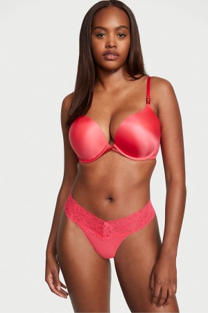 Victoria's Secret Katoenen Kanten Taille String Knickers Zwart Grijs | 62483-JIHN