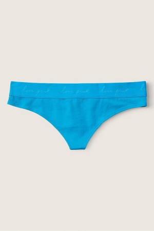 Victoria's Secret Katoenen Logo String Knickers Blauw | 89340-QNBK