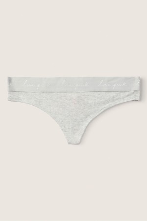 Victoria's Secret Katoenen Logo String Knickers Grijs | 45718-AZLN