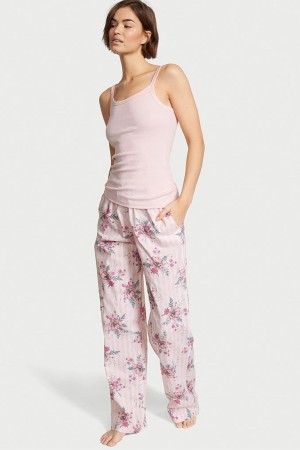 Victoria's Secret Katoenen Long Pyjamas Roze | 76143-APTG