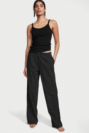 Victoria's Secret Katoenen Long Pyjamas Zwart Wit | 48293-ESPQ