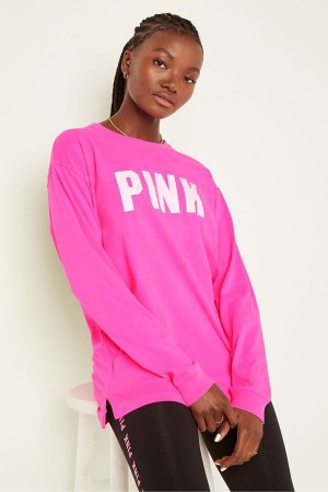 Victoria's Secret Katoenen Long Sleeve Campus T-Shirt Roze | 91283-YRVD