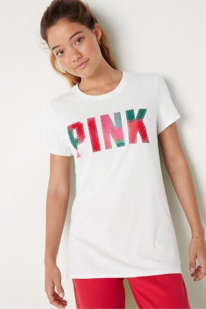 Victoria's Secret Logo Kort Sleeve T-Shirt Roze | 57620-JBTK