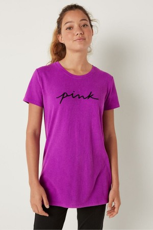 Victoria's Secret Logo Kort Sleeve T-Shirt Roze | 54203-FBVP