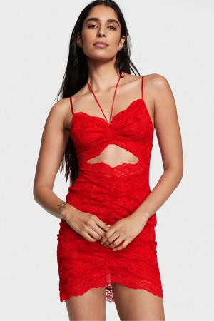 Victoria's Secret Luxe Lingerie Ruched Kanten Cutout Jurken Zwart | 94328-AEFZ