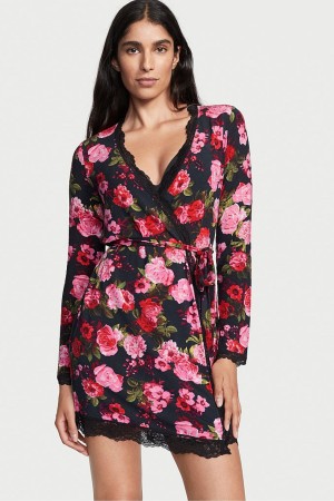 Victoria's Secret Modal Kort Long Sleeve Robe Zwart | 81972-ZKRP