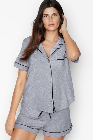 Victoria's Secret Modal Pyjama Kort Pyjamas Set Zwart | 91324-KFMW