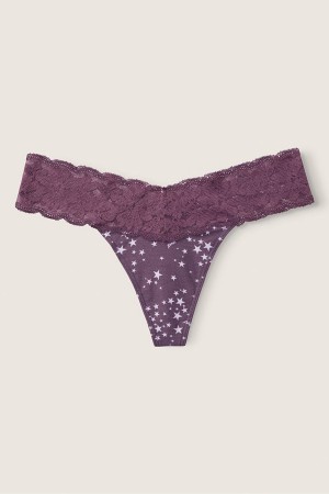 Victoria's Secret No-Show Everyday Kanten Trim String Knickers Mauve Quartz Stars | 85129-MHXO