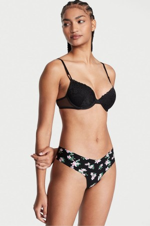 Victoria's Secret No-Show No Show String Knickers Zwart | 42563-NIDV