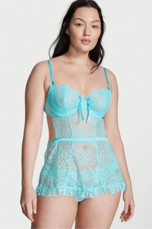 Victoria's Secret Open Back Babydoll Blauw | 62537-NGTW