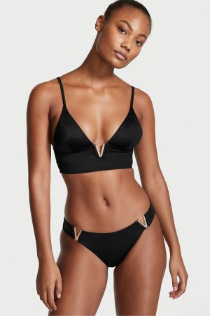 Victoria's Secret Plunge Triangle Bikini Top Zwart | 25364-TFPE