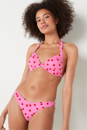 Victoria's Secret Push Up Triangle Halterneck Bikini Top Donkergrijs | 09738-FAMB