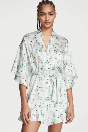 Victoria's Secret Satin Flounce Robe Honeybee Floral Print | 31275-XIDN