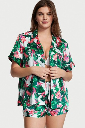 Victoria's Secret Satin Kort Pyjamas Zwart | 68370-NFQR