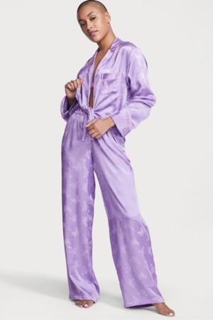 Victoria's Secret Satin Long Pyjama Set Secret Crush Butterflies | 91735-VPRL