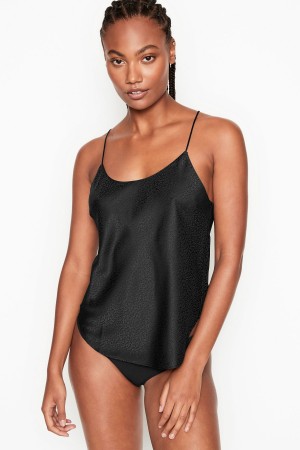 Victoria's Secret Satin Racerback Cami Pyjama Top Zwart | 75908-AWYE